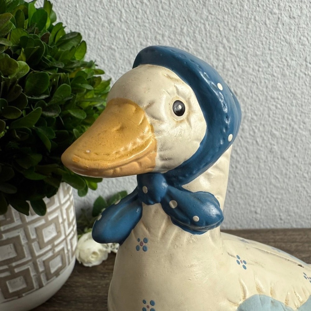 Vintage Country Goose Coin Bank Blue Bonnet Farmhouse Cottagecore Decor 8" - Picture 4 of 11